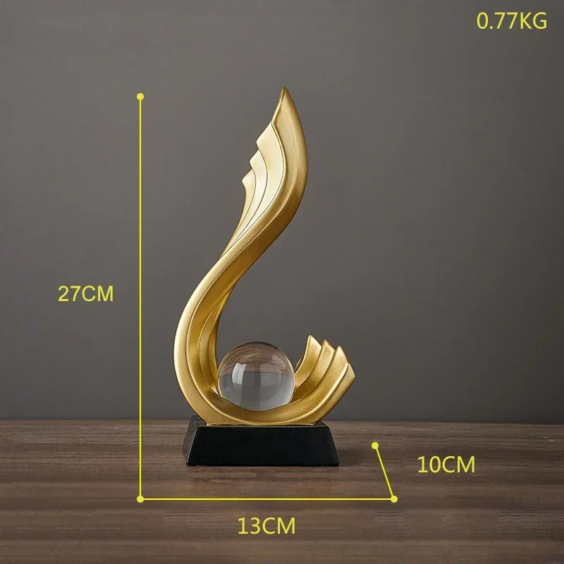 Golden Light Crystal Ball Statue