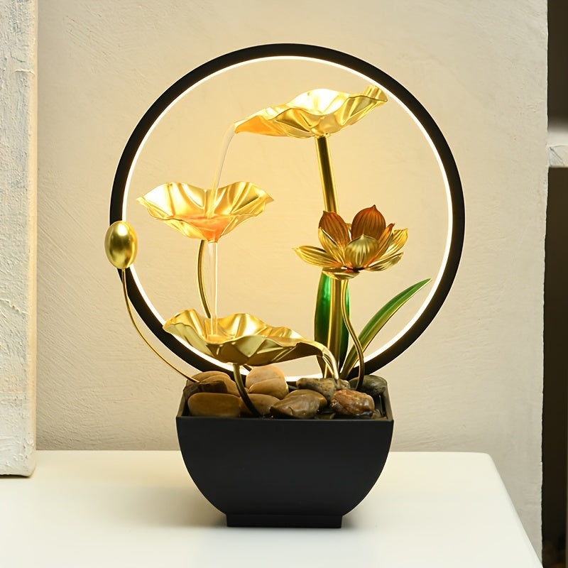 USB Powered Lotus Resin LED Ornament for Home Decor